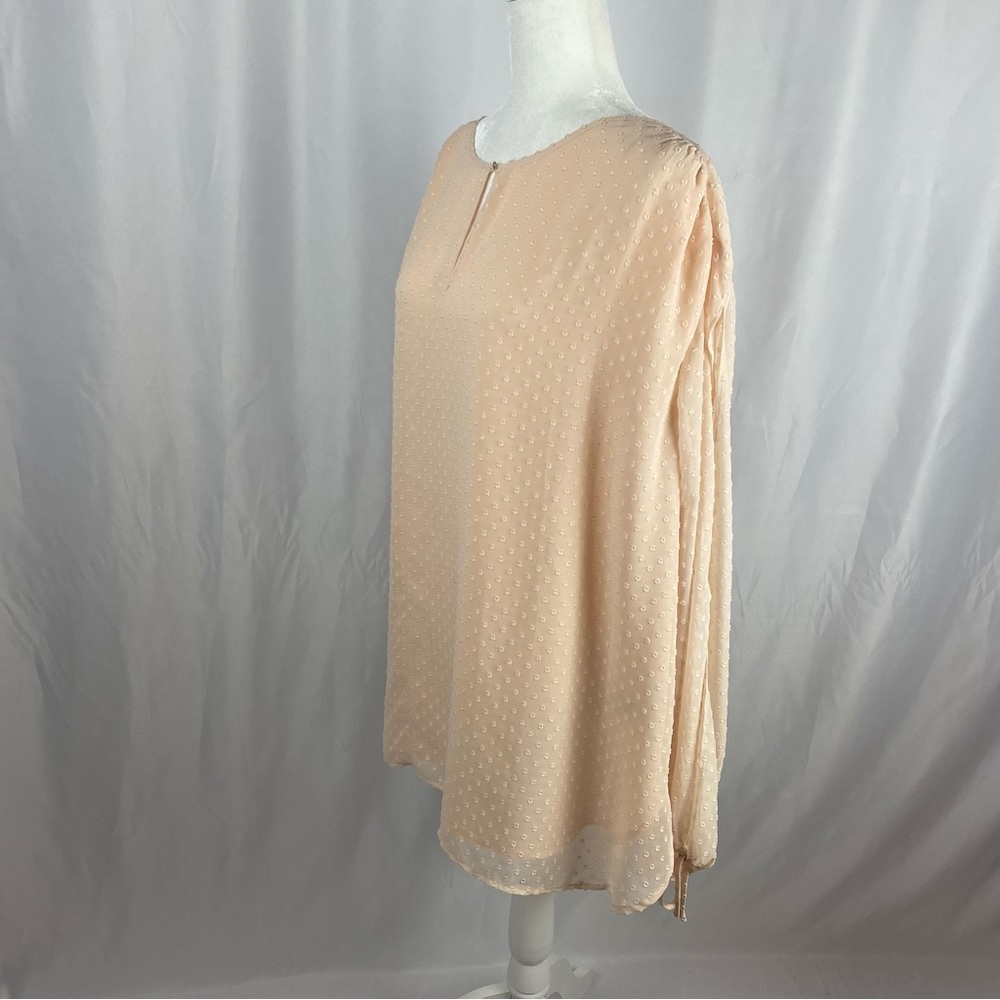 The Limited Peach Polka Dot Blouse with Side Slit Shoulders, Size 2X. - Picture 6 of 9